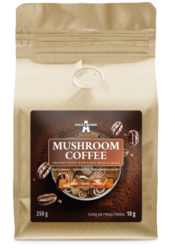 APOLLO'S HEGEMONY Mushroom Coffee smak karmel 250g - Nabea.pl