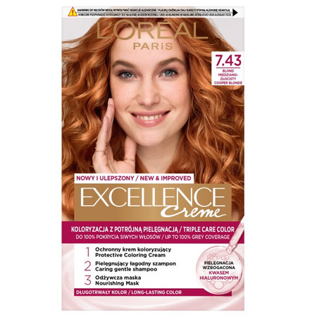 Excellence Creme farba do włosów 7.43 Blond Miedziano-Złocisty