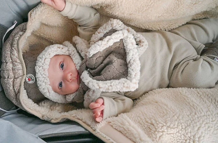 Lodger Dwuwarstwowa zimowa czapeczka z polaru brązowa Fleece Buffalo 3-6 m