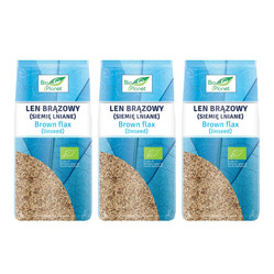Zestaw: 3x Bio Planet − Len brązowy, siemię lniane − 400 g