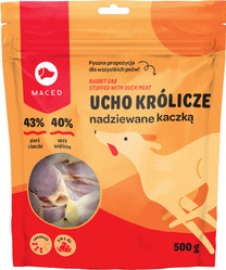 Maced Ucho Królika z Kaczką - przysmak dla psa - 500g