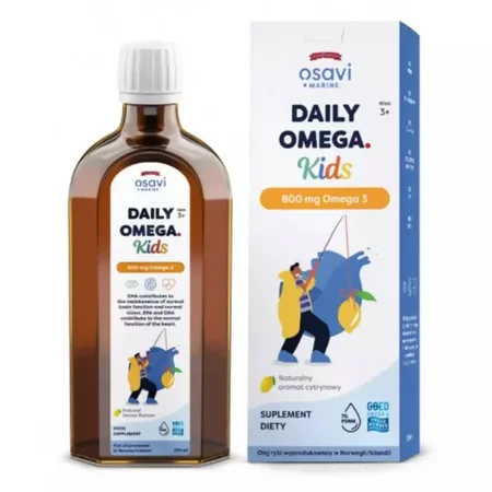 Osavi Daily Olej z Omega Kids, 800mg Omega 3, smak cytrynowy 250 ml