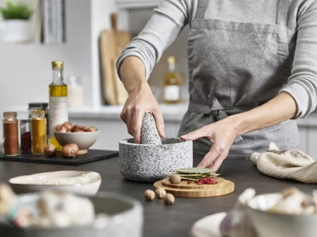 JJ-Moździerz z drewnianą pokrywą Dash, granit