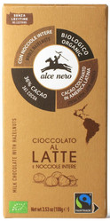 ALCE NERO CZEKOLADA MLECZNA Z ORZECHAMI LASKOWYMI FAIR TRADE BIO 100 g KRÓTKA DATA 2026-08-21
