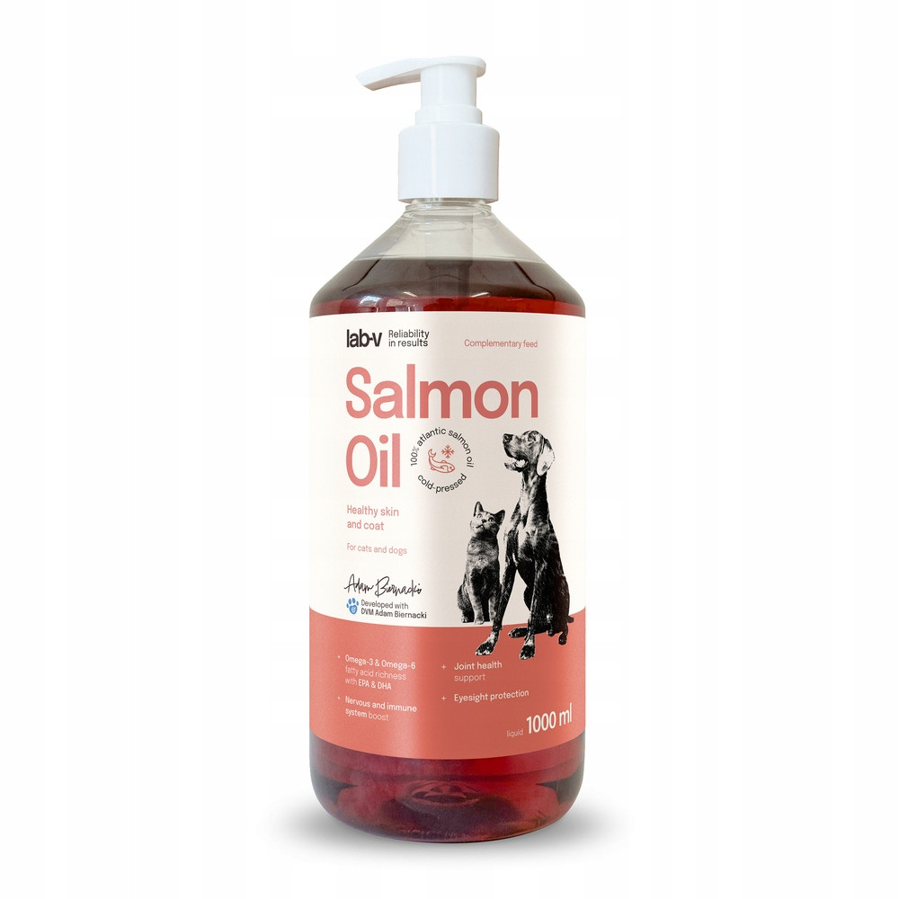 Lab-V Olej z łososia dla psa i kota z pompką 1000ml - Nabea.pl