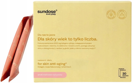 Sundose Everyday Dla skóry wiek to tylko liczba na wsparcie prawidłowej kondycji skóry 30 saszetek smak malina cytryna
