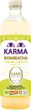 KOMBUCHA Z IMBIREM I LIMONKĄ BEZ CUKRU FAIR FOR LIFE DEMETER BIO 750 ml - KARMA KOMBUCHA