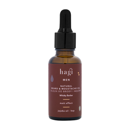 Hagi Men - Naturalny olejek do brody i wąsów mat Whisky Barber 30ml