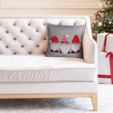 Poszewka świąteczna 45x45 cm – 3 Skrzaty, srebrna