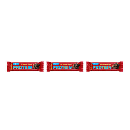 Zestaw: 3x BATON PROTEINOWY BROWNIE W MLECZNEJ CZEKOLADZIE BEZ DODATKU CUKRU BEZGLUTENOWY 40 g - MAXSPORT