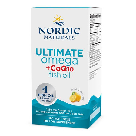 NORDIC NATURALS Ultimate Omega + CoQ10 Omega-3 Omega-3 kwasy tłuszczowe EPA i DHA 120 kaps. smak cytryna