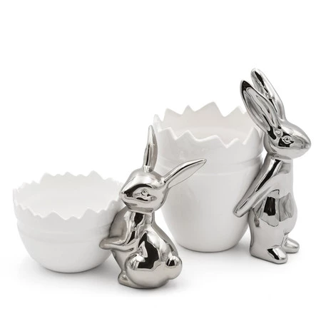 Ozdoba Wielkanocna, Misa ceramiczna, kolor biały, rozmiar 19 x 13 x 22 cm