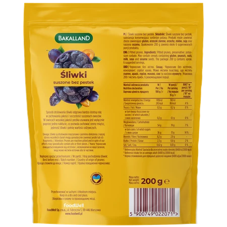 Bakalland Śliwki całe owoce 200g