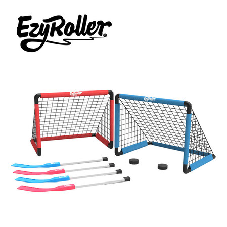 EzyRoller Zestaw do gry w hokeja dla 4 osób (bramki, krążki, kije)