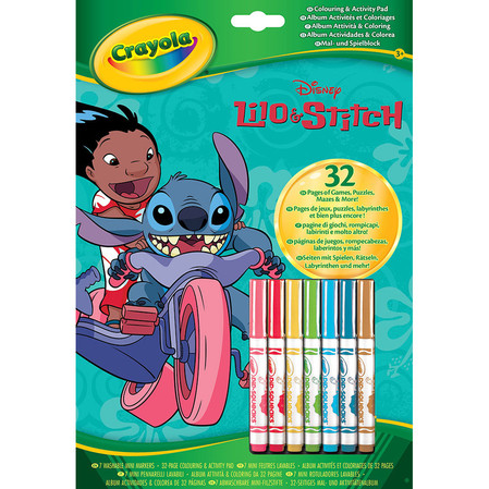 Crayola Kolorowanka dla dzieci z łamigłówkami i flamastrami Lilo i Stitch 3+