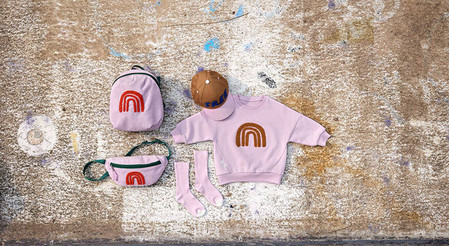 Lassig Plecak do przedszkola dla przedszkolaka sztruks Little Gang Rainbow lilac