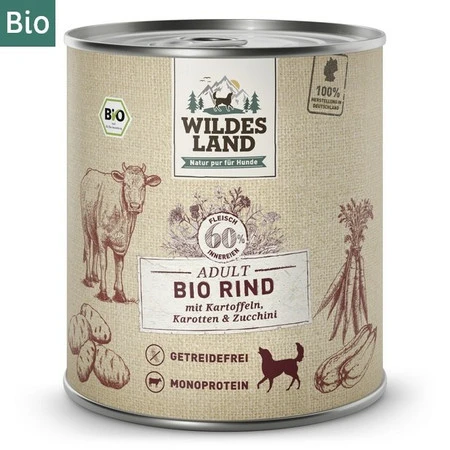 WILDES LAND DOG BIO Rind - bio wołowina z marchewką i cukinią (800g)