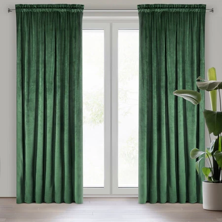 ZASŁONA GOTOWA D91 ROSA NA TAŚMIE 140 X 270 CM CIEMNOZIELONY