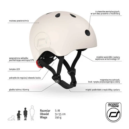 SCOOTANDRIDE Kask S-M dla dzieci 3+ Ash
