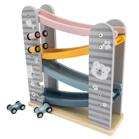 Viga Toys − PolarB, kolorowa drewniana zjeżdżalnia dla samochodzików