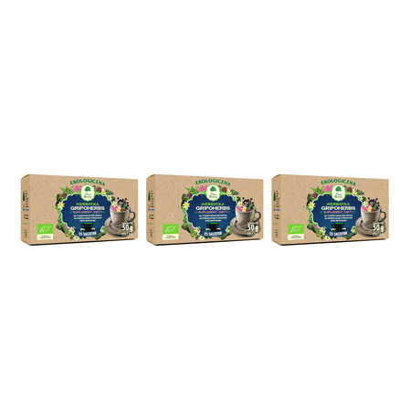 Zestaw: 3x Dary Natury Herbata Gripoherbs Eko 25x2g