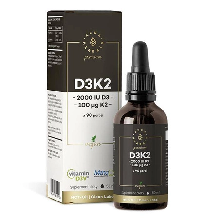 Aura herbals - Premium witamina D3 + K2 w kroplach - 50 ml