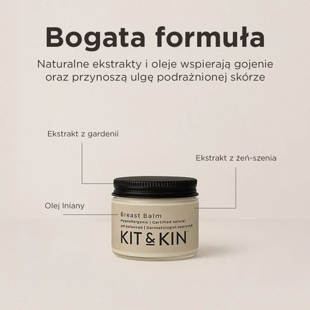 Kit & Kin, Nawilżający balsam do brodawek dla mam, Ukojenie oraz odżywienie, 50 ml