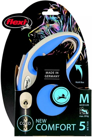 FLEXI NEW COMFORT Smycz sznurowa M / 5m niebieska
