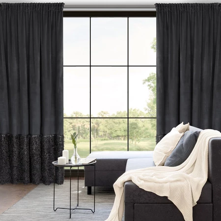 ZASŁONA GOTOWA MARION 2 NA TAŚMIE 140 X 270 CM CZARNY