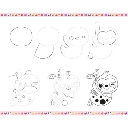 Janod Zestaw kreatywny Rysowanie krok po kroku Modele kawaii 20 rysunków 7+