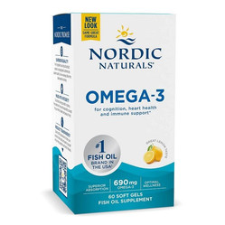 Nordic Naturals Omega-3 690mg Omega-3 kwasy tłuszczowe EPA i DHA 120 kaps. smak cytryna