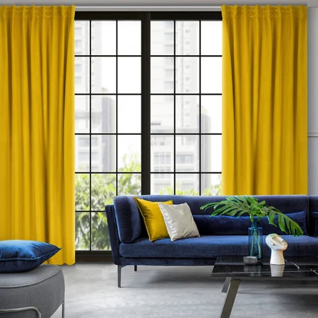 ZASŁONA GOTOWA MADLEN NA TAŚMIE 140 X 300 CM MUSZTARDOWY