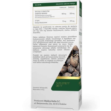 Medica Herbs Palma Sabałowa na wsparcie układu moczowego 60 kaps.