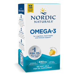 Nordic Naturals Omega 3 kwasy tłuszczowe EPA i DHA na wsparcia serca i mózgu 180 kaps. smak cytryna