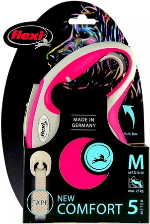 FLEXI NEW COMFORT Smycz taśmowa M / 5m czerwona
