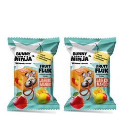 Zestaw: 2x Bunny Ninja Fruit Fluk o smaku jabłko-mango 15g zero cukru bezglutenowa