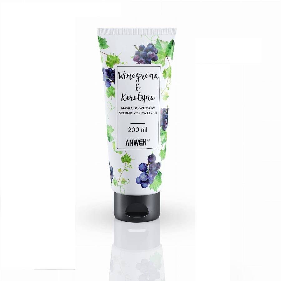 Anwen - Maska do włosów średnioorowatych. Winogrona i keratyna - TUBA 200 ml