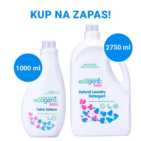Ecogenic Baby, Hipoalergiczny płyn do prania ubranek dziecięcych, bezzapachowy, 2750 ml