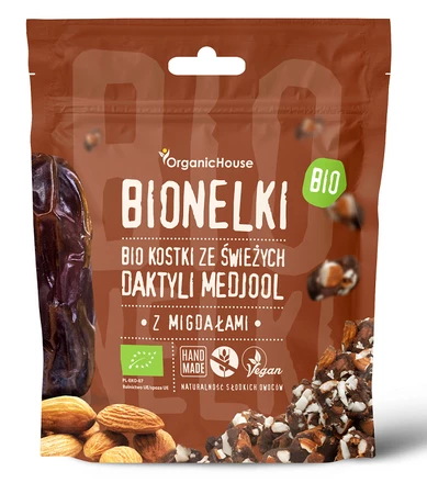 PRALINY DAKTYLOWE Z MIGDAŁAMI BEZGLUTENOWE BIO 50 g - ORGANIC HOUSE (BIONELKI)