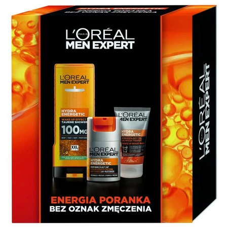 Men Expert Hydra Energetic zestaw żel pod prysznic 400ml + krem nawilżający 50ml + żel do mycia twarzy 100ml