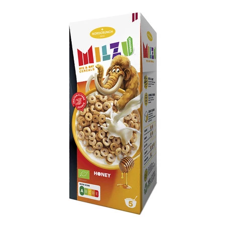 MILZU! Crunch Miód  Płatki żytnio-owsiane kółka miodowe bio 150g