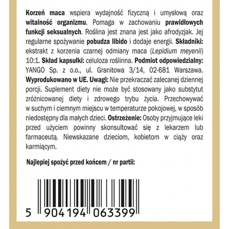 Yango - Czarna maca - 90 kaps.