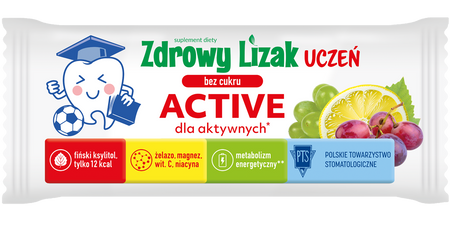 Zdrowy lizak Uczeń bez cukru Active dla aktywnych winogrono-cytryna 1 szt. STARPHARMA