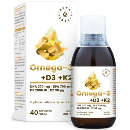 Omega-3 (370 DHA) + D3 (2000IU) + K2MK7 w płynie (200 ml)