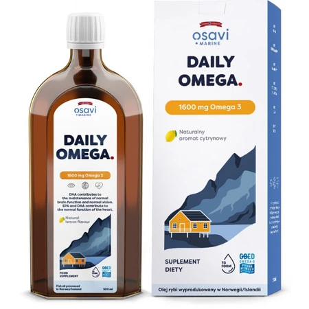 OSAVI Daily Omega +D3 1600 mg, naturalny aromat cytrynowy 500 ml