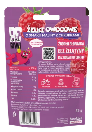 BeRAW! Kids Żelki Malina z chrupkami 35g żelki dla dzieci