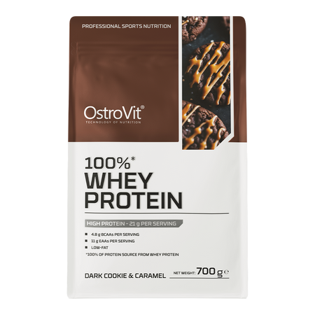 OstroVit 100% Whey Protein odżywka białkowa WPC 700g smak ciemne ciasteczko z karmelem