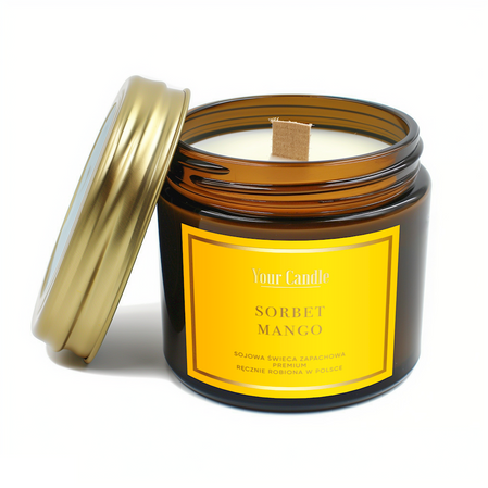 ŚWIECA sojowa zapachowa z drewnianym knotem sorbet mango 120 ml