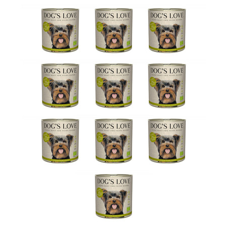 Zestaw 10x DOG'S LOVE BIO Huhn - kurczak ekologiczny z kaszą gryczaną, selerem i bazylią (800g)