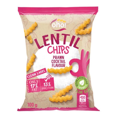 Chipsy z czerwonej soczewicy o smaku koktajlowych krewetek 100g
